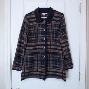 Pendleton 100% Merino Wool Plaid Button Jacket Brown Charcoal L (Fits S) Retro
